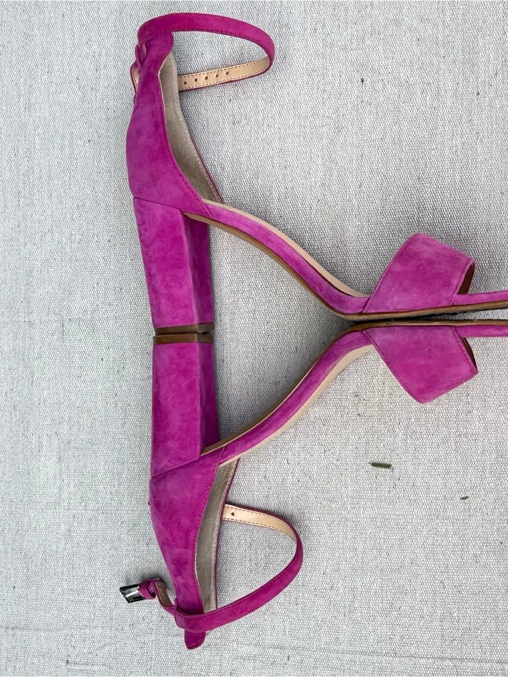 Vince Camuto Fuchsia Suede Block Heel Ankle Strap Sandals